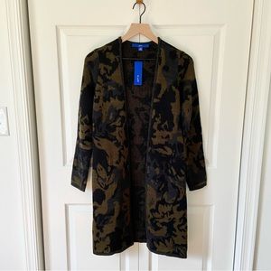 Apt 9 Longline Open Cardigan Gray Green Multicolor Camo Camouflage Women's Sz XS